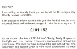 RLT Onsite | Thank you letter from St Georges Day Festival